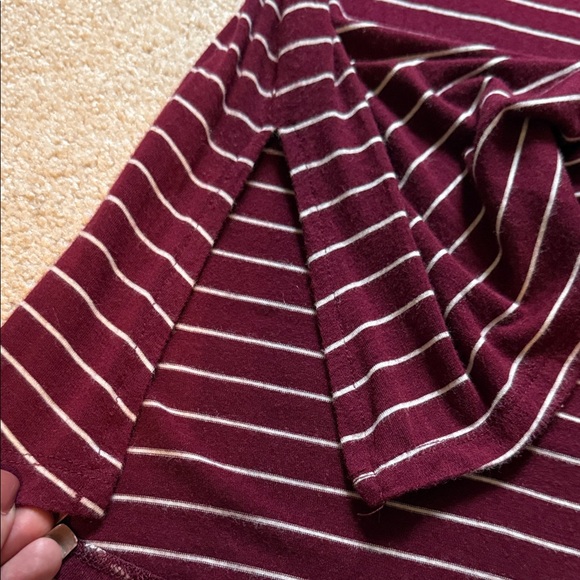 Striped Burgundy Long Sleeve Top with Lace Detail. Size small good condition - Picture 3 of 5